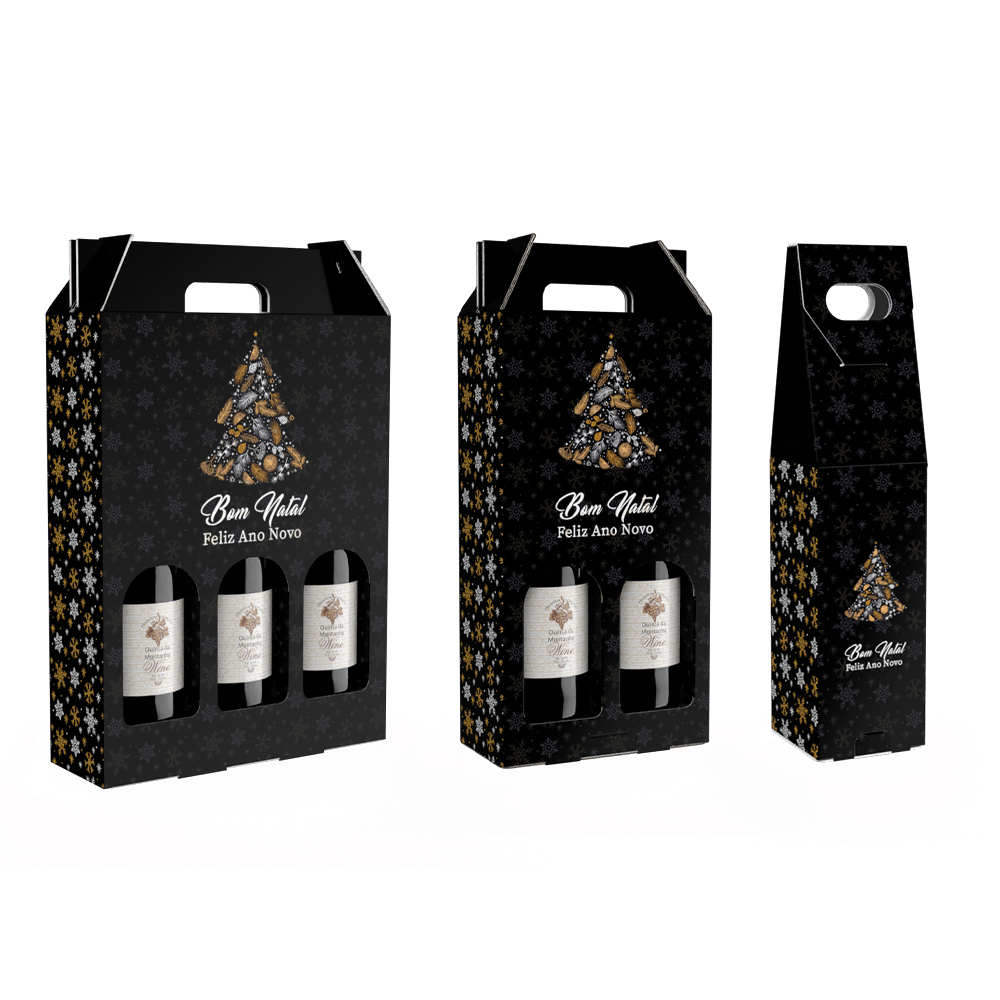 Caixa para 1, 2 ou 3 garrafas de vinho - Modelo 12 (NI-2466/2467/2468)